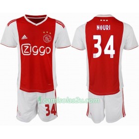Camisolas de Futebol Ajax NOURL 34 Criança Equipamento Principal 2018/19 Manga Curta